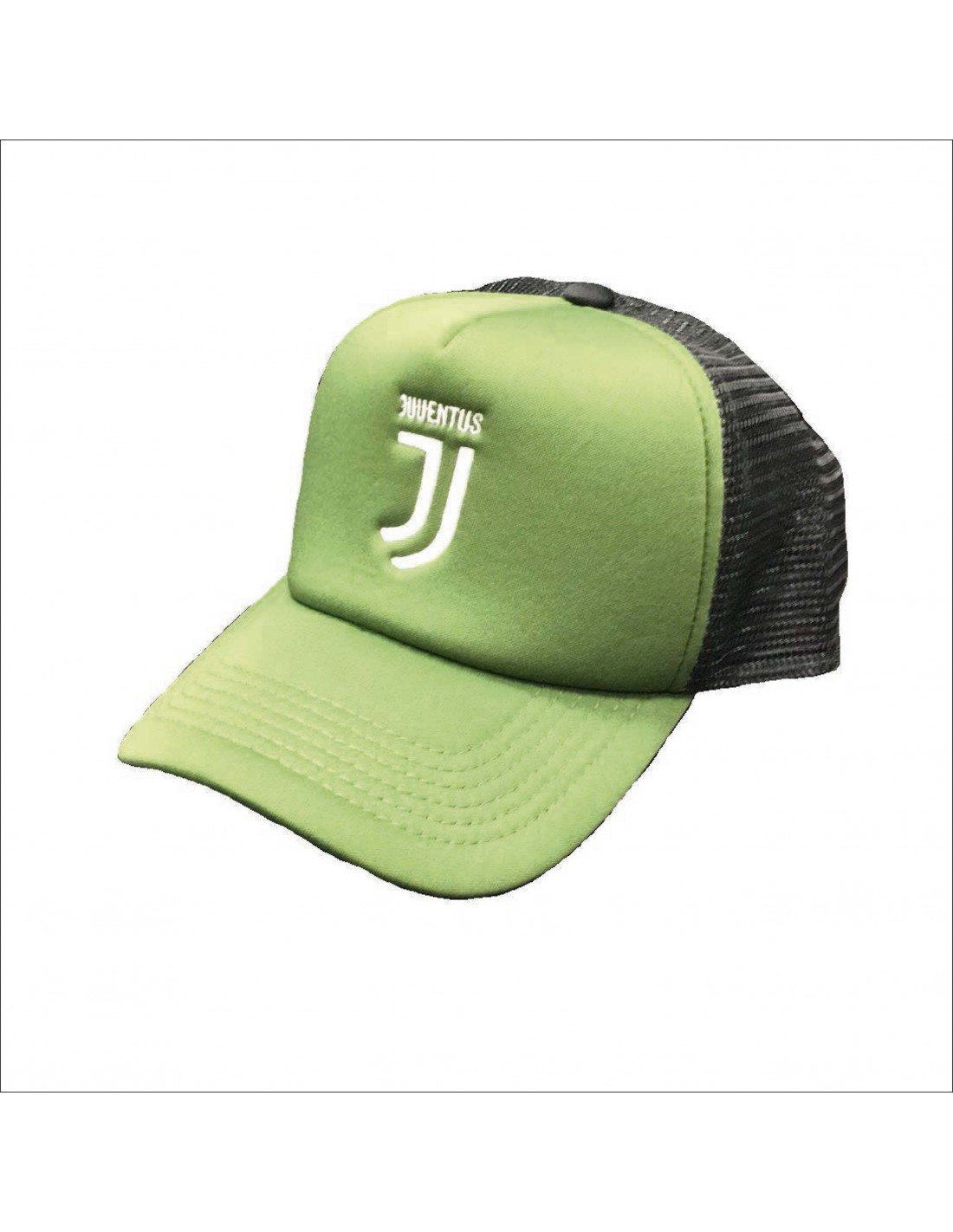 Cappello Juventus con Visiera in Poliestere Retato Verde Militare con Logo